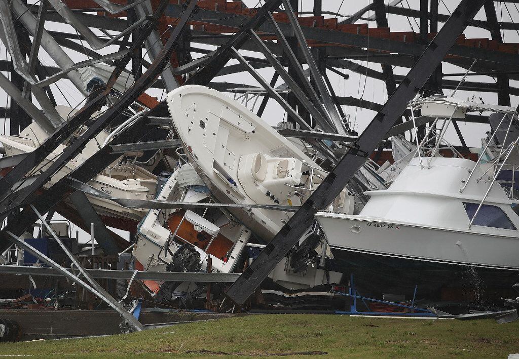 Boats were tossed around after Hurricane Harvey hit Rockport. (Joe Raedle/Getty Images)