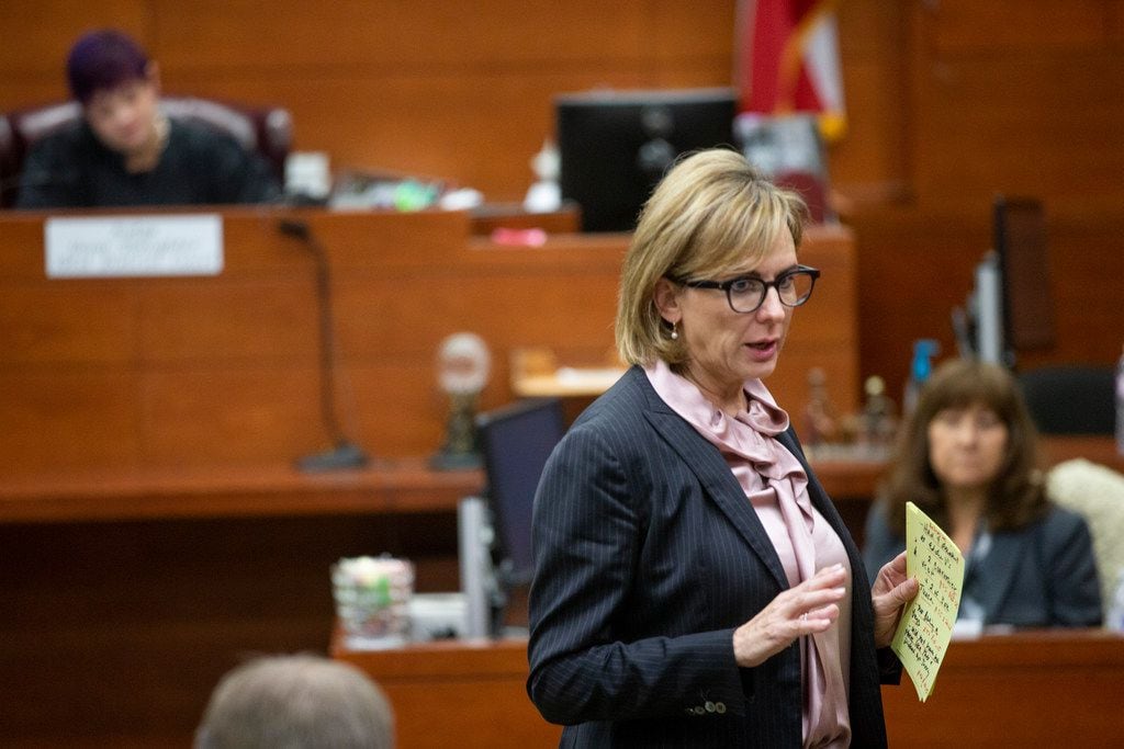 Charla Aldous, attorney for Jerry Brown's mother, Stacey Jackson, asks questions during the...