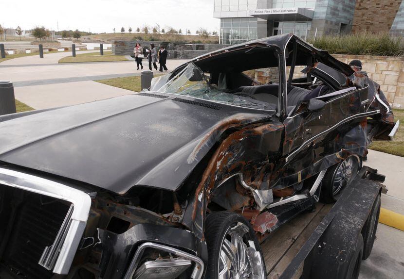 This car crushed in a drunken driving wreck was on display in a joint Dallas County &...