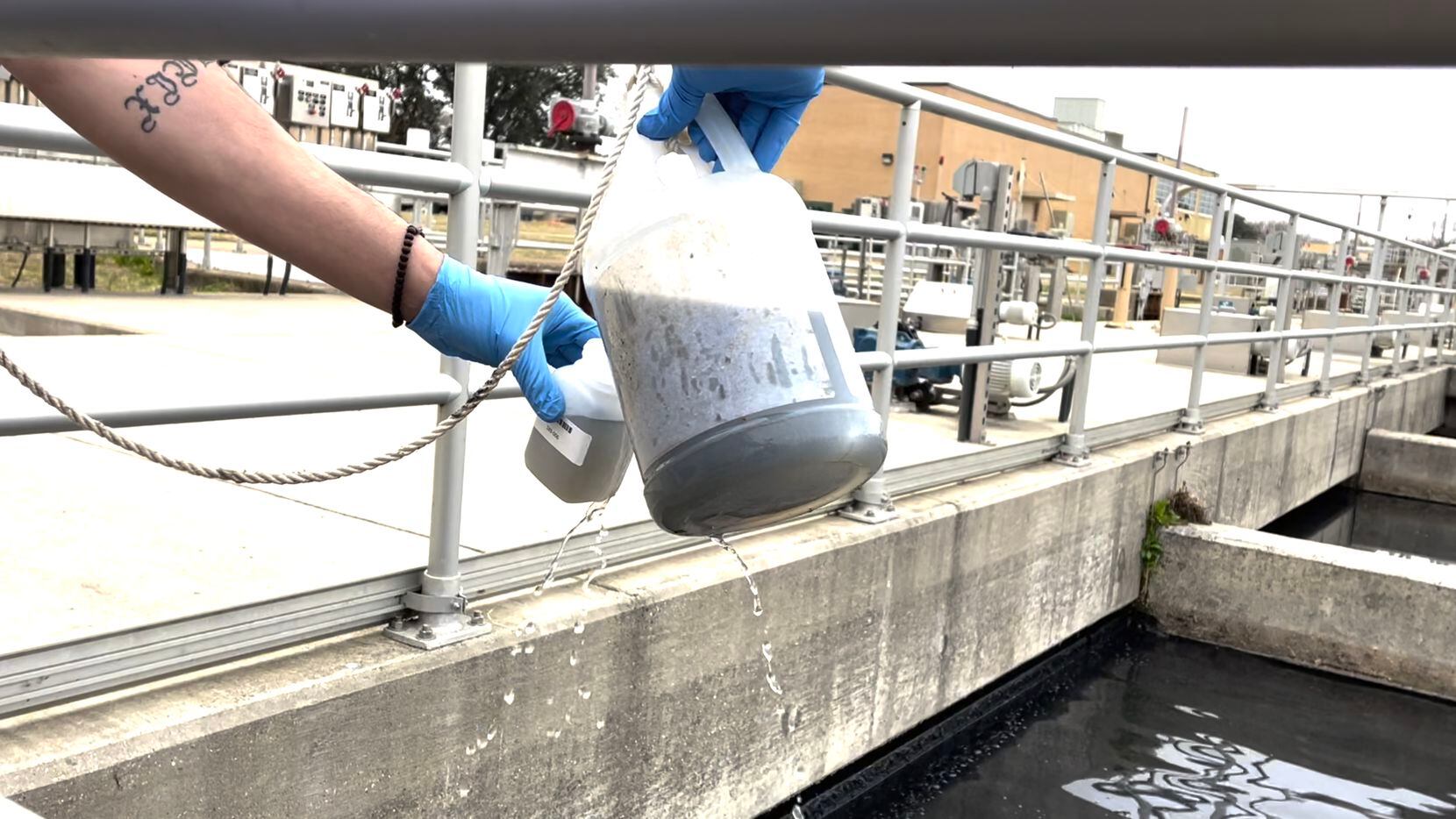 Wastewater sample are collected for COVID-19 experimentation at the Central Wastewater...