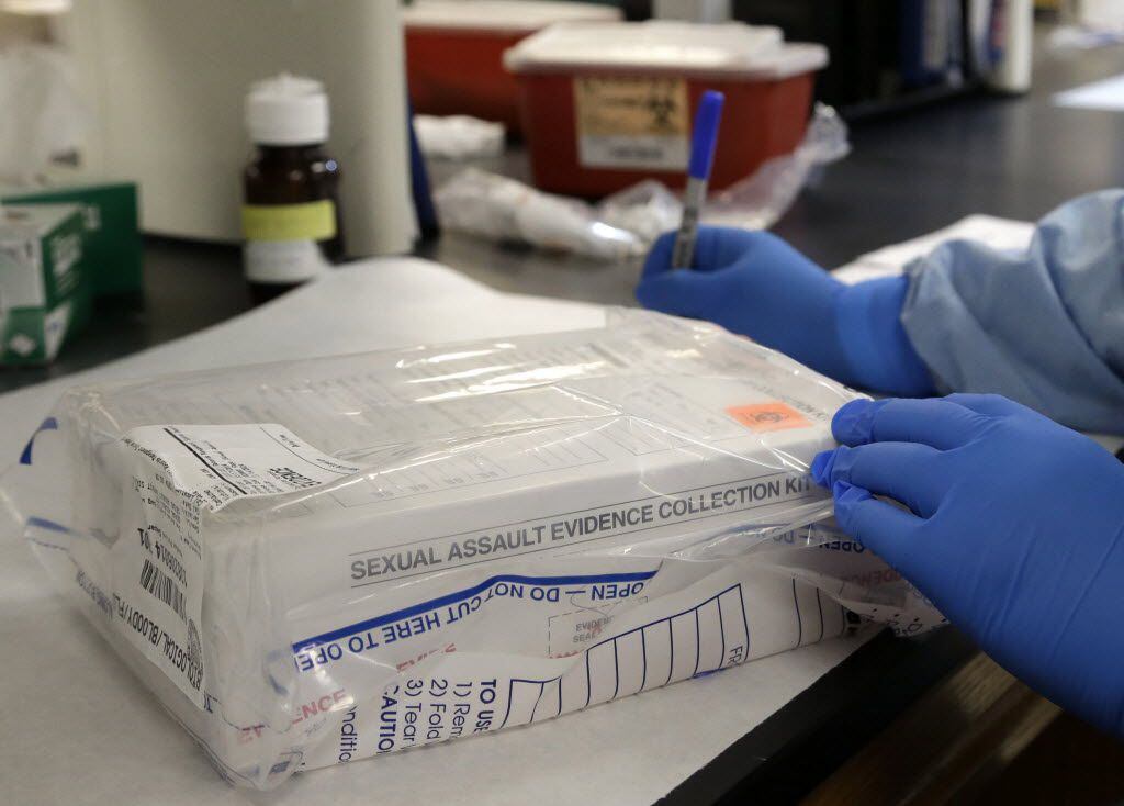 A sexual assault evidence kit is logged in the biology lab at the Houston Forensic Science...