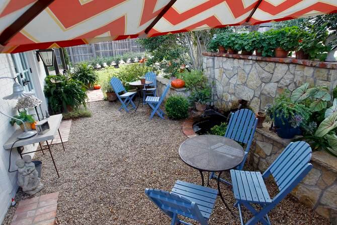 
An area outside the kitchen’s French doors is called the happy hour courtyard. 
