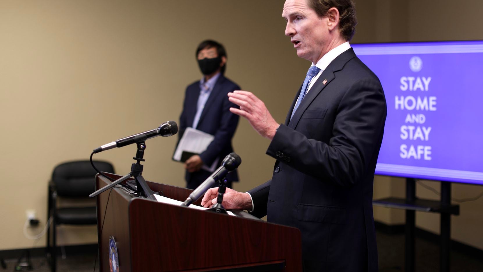 Dallas County Judge Clay Jenkins speaks during a news conference on Aug. 13, 2020.  Jason Janik (special contributor)