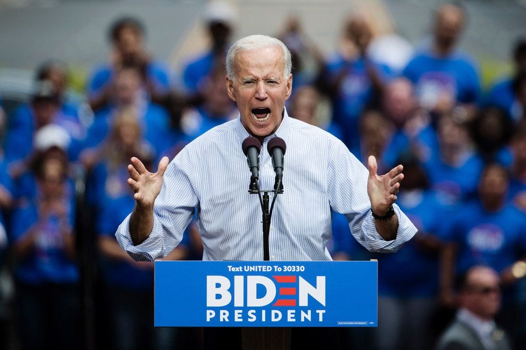 Democratic presidential candidate former Vice President Joe Biden speaks during a campaign...