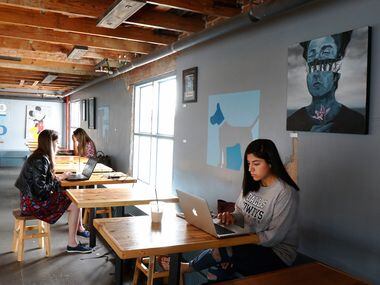 Shelby Novakovich, left, and Elizabeth Vazquez, right, relax at Toasted Coffee + Kitchen in...