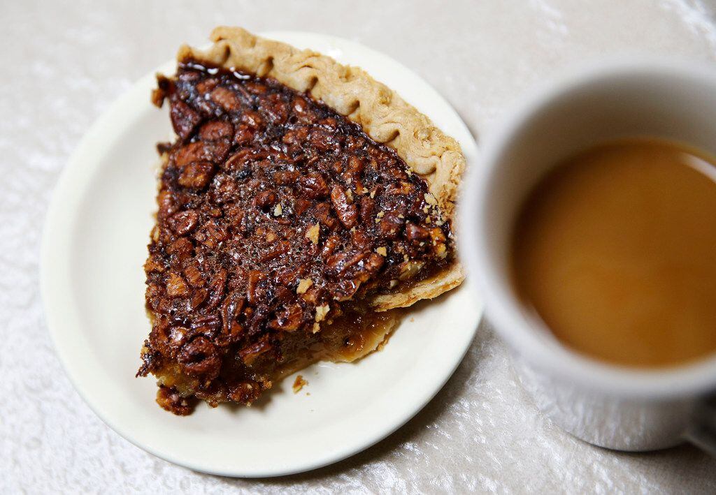 Pecan pie and coffee at Koffee Kup Family Restaurant in Hico, Texas on Friday, March 16,...