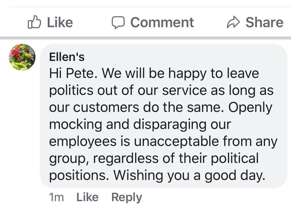 Joe Groves' reply to the message from someone who didn't like Ellen's campaign to raise...
