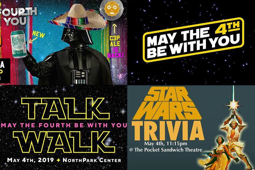 Gráficas promocionales de cuatro eventos de Star Wars que se llevarán a cabo en DFW. 
