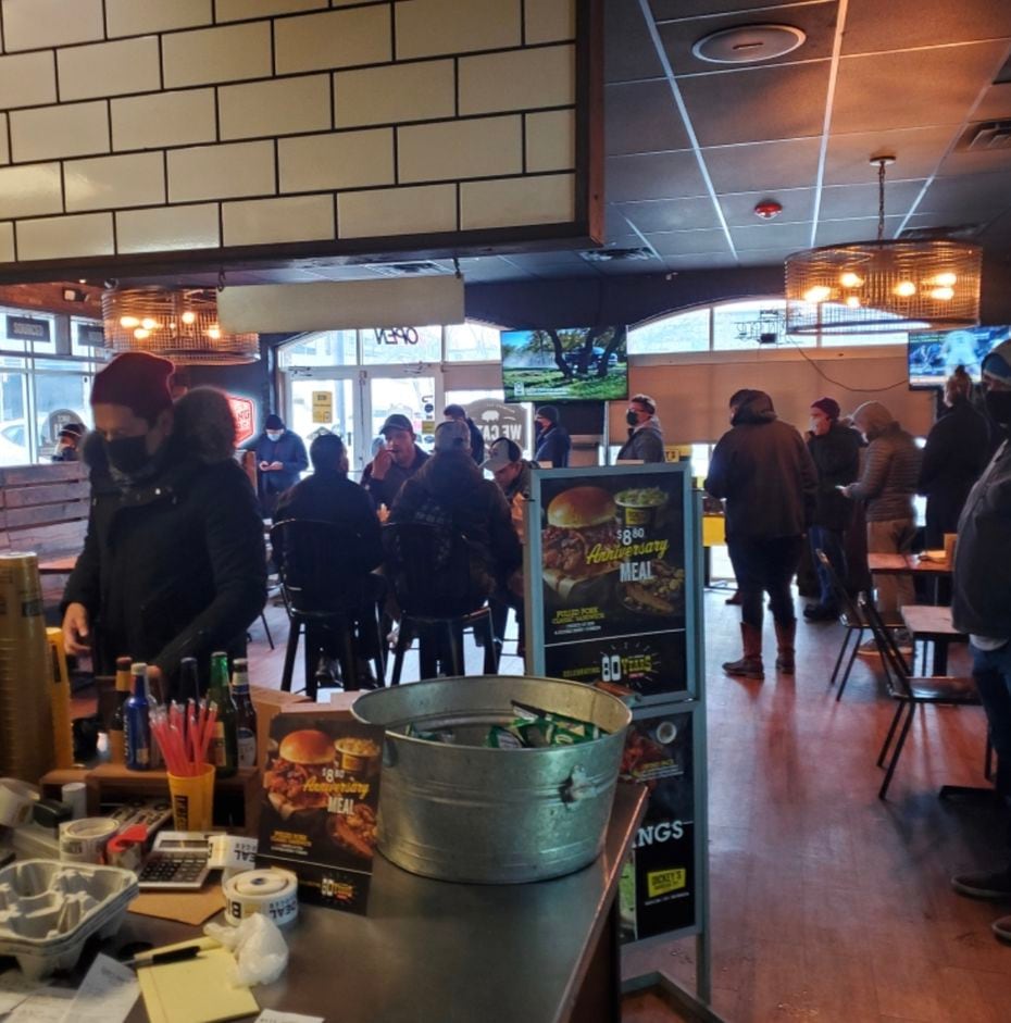 Despite frigid temperatures and snowy roads, Dickey's Barbecue Pit on Wycliff Avenue in...