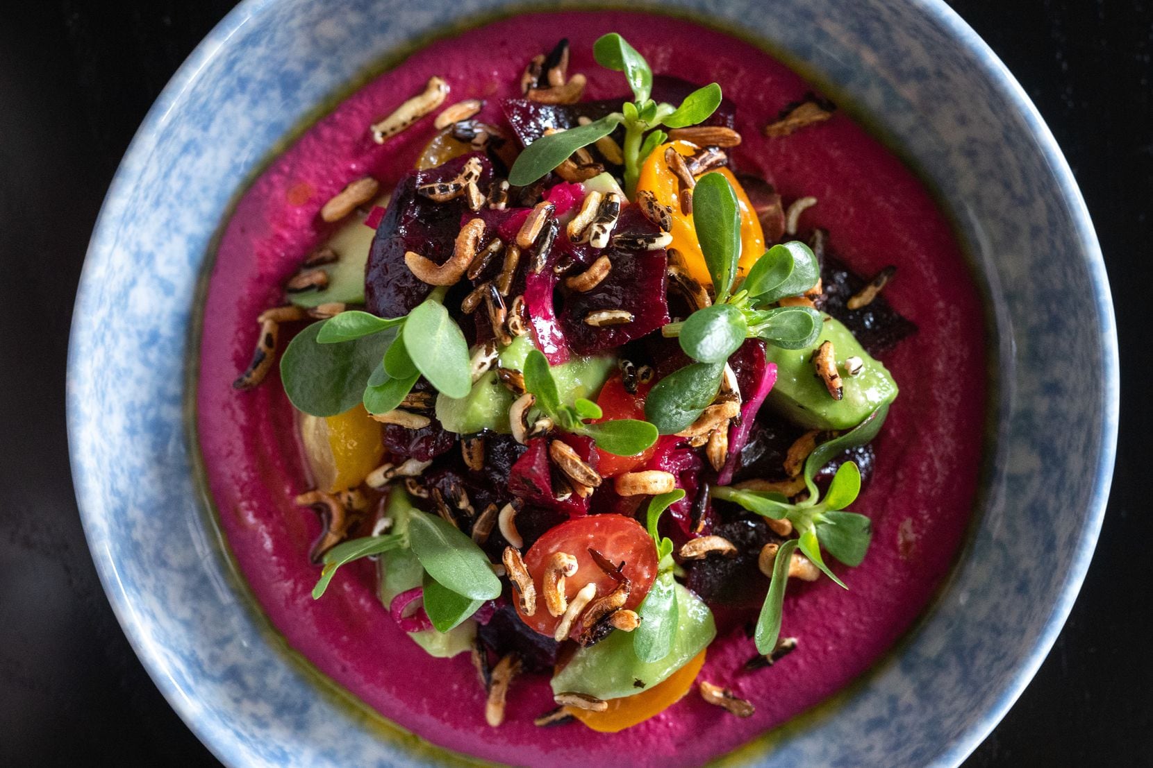 Beets and avocado with tahini, lemon vinaigrette and wild rice is one of the starters at...
