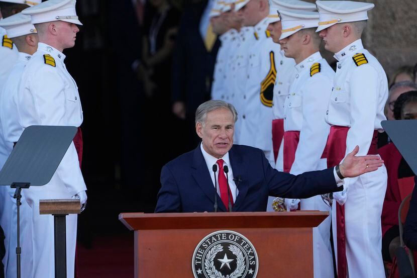 Texas Gov. Greg Abbott speaks during his inauguration ceremony in Austin on Tuesday, Jan....