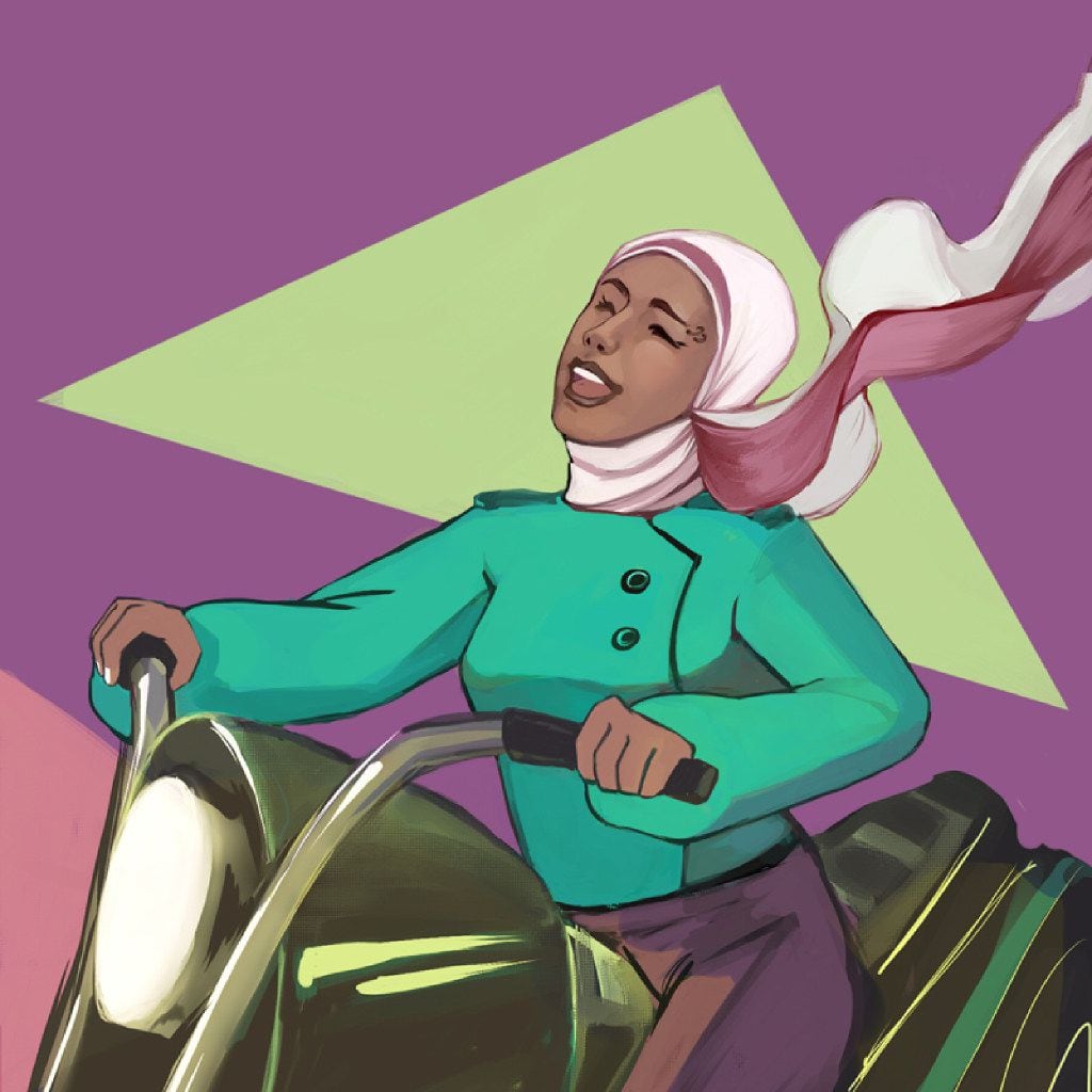 'Muslim Woman Riding Bike' by artist Fahmida Azim