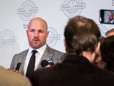 Dallas Cowboys tight end Jason Witten speaks to reporters during media availability before the Jason Witten Collegiate Man of the Year Award ceremony on Tuesday, February 18, 2020 at The Star in Frisco.