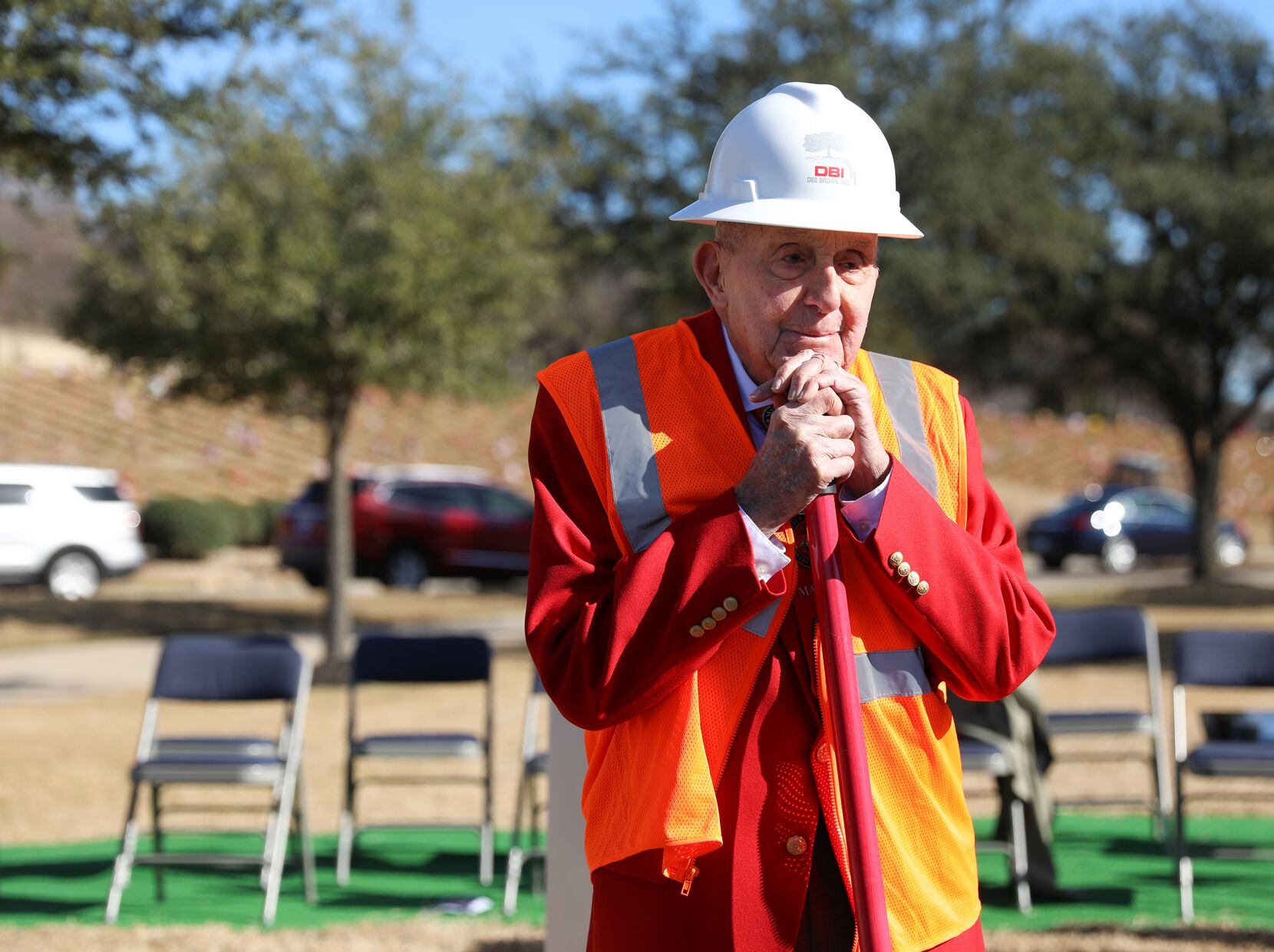 "It took a long time to make this happen," said Marine Corps Lt. Gen. Richard Carey as he held his shovel for the Chosin Few Memorial groundbreaking at Dallas-Fort Worth National Cemetery on Monday, Jan. 10, 2022.