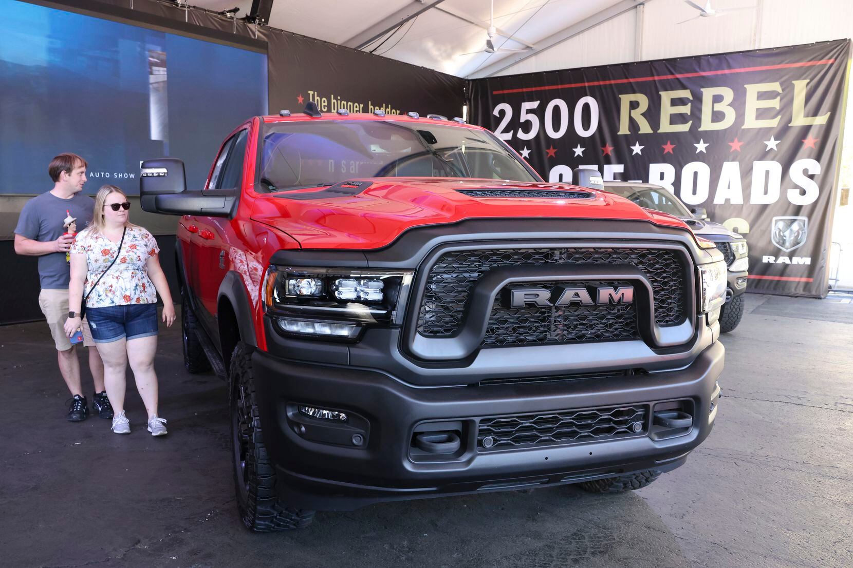 Mark Campbell and Carlyle Bradshaw take a look at the Dodge Ram Heavy Duty Rebel during the...