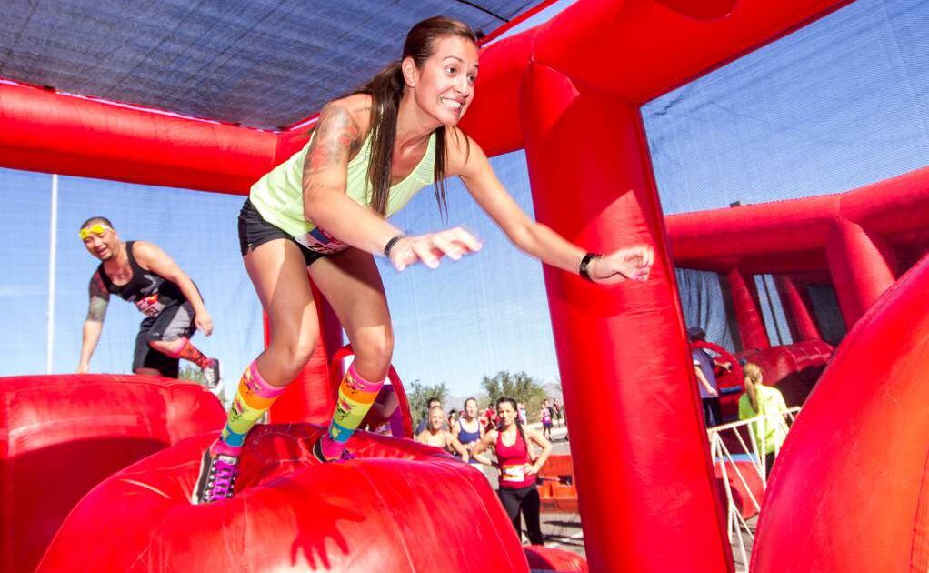 Gallop across giant balls at 12-obstacle Wipeout Run this weekend.