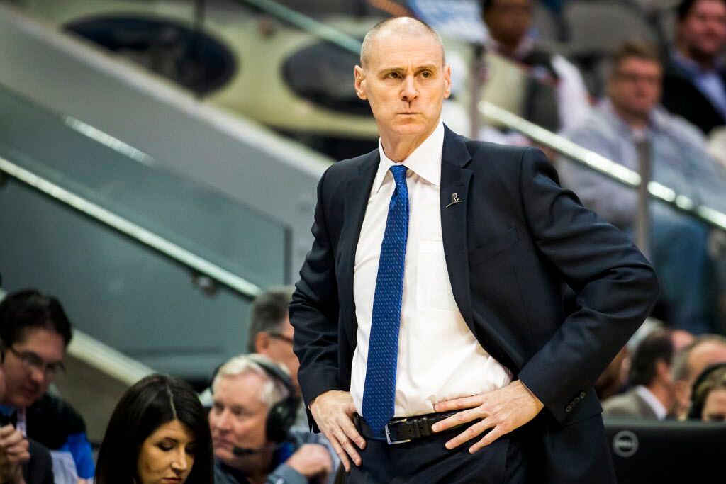 Dallas Mavericks head coach Rick Carlisle looks out onto the court during the second half of...