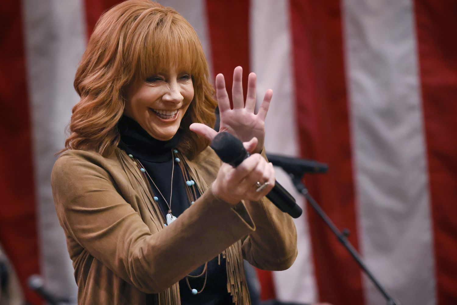 Country music legend Reba McEntire performed before friends, officials and media gathered...