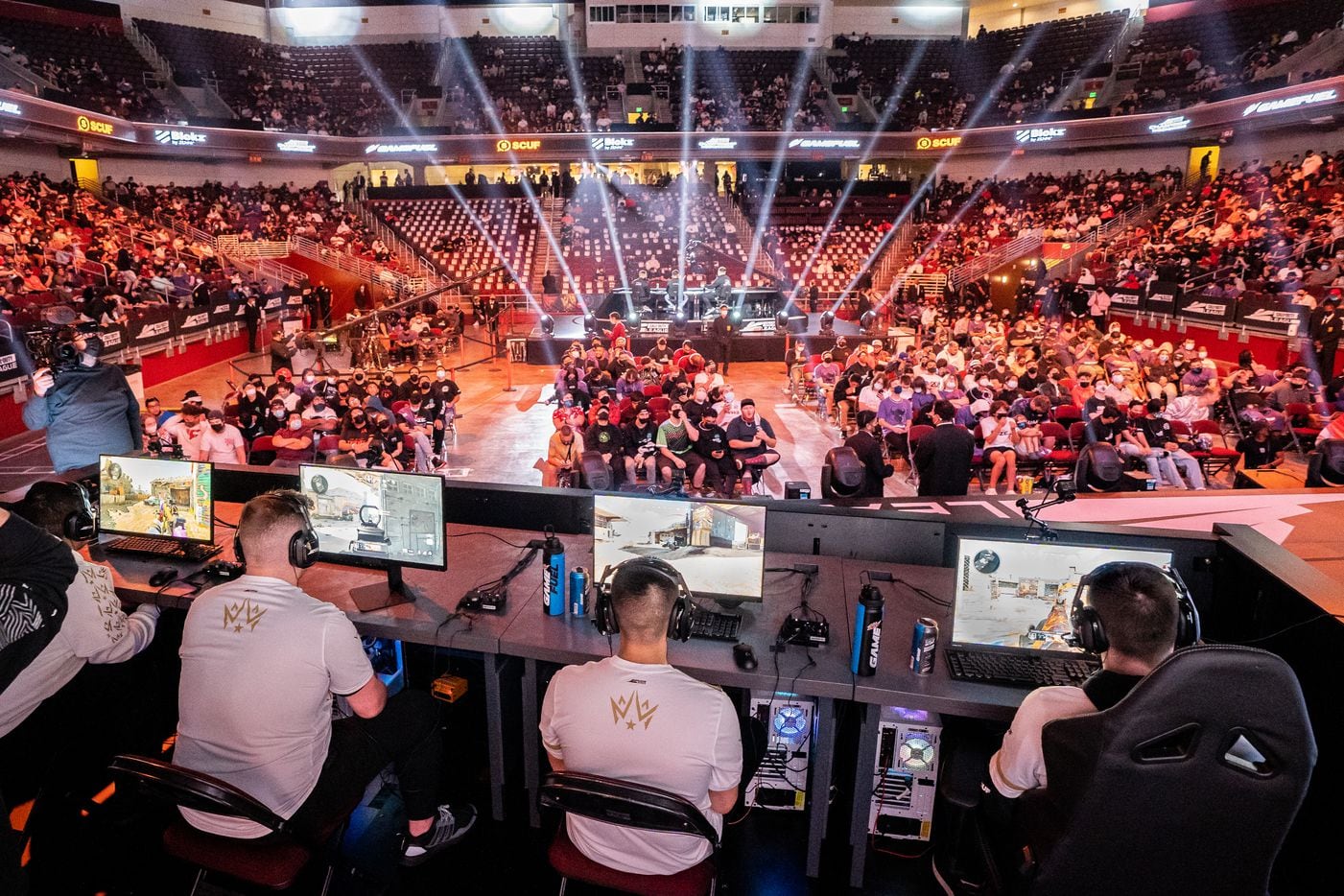 The Dallas Empire prepare for their elimination match against the Toronto Ultra at the Call of Duty league playoffs at the Galen Center on Saturday, August 21, 2021 in Los Angeles, California. (Justin L. Stewart/Special Contributor)