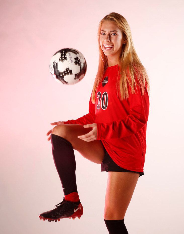 Flower Mound Marcus soccer player Taylor  
Moon poses for a photograph in The Dallas Morning...