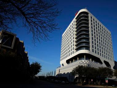 An exterior view of the Virgin Hotel in the Design District of Dallas, Friday, February 21,...