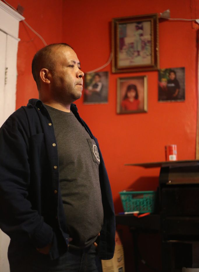 Armando Rivera stands inside his home of 12 years, in Commerce, Texas. Pictures of his...