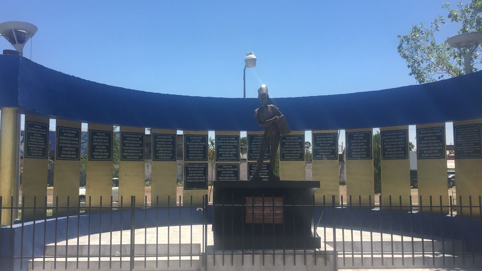 The Plaza del Periodista monument in Ciudad Juarez pays tribute to journalists in the...