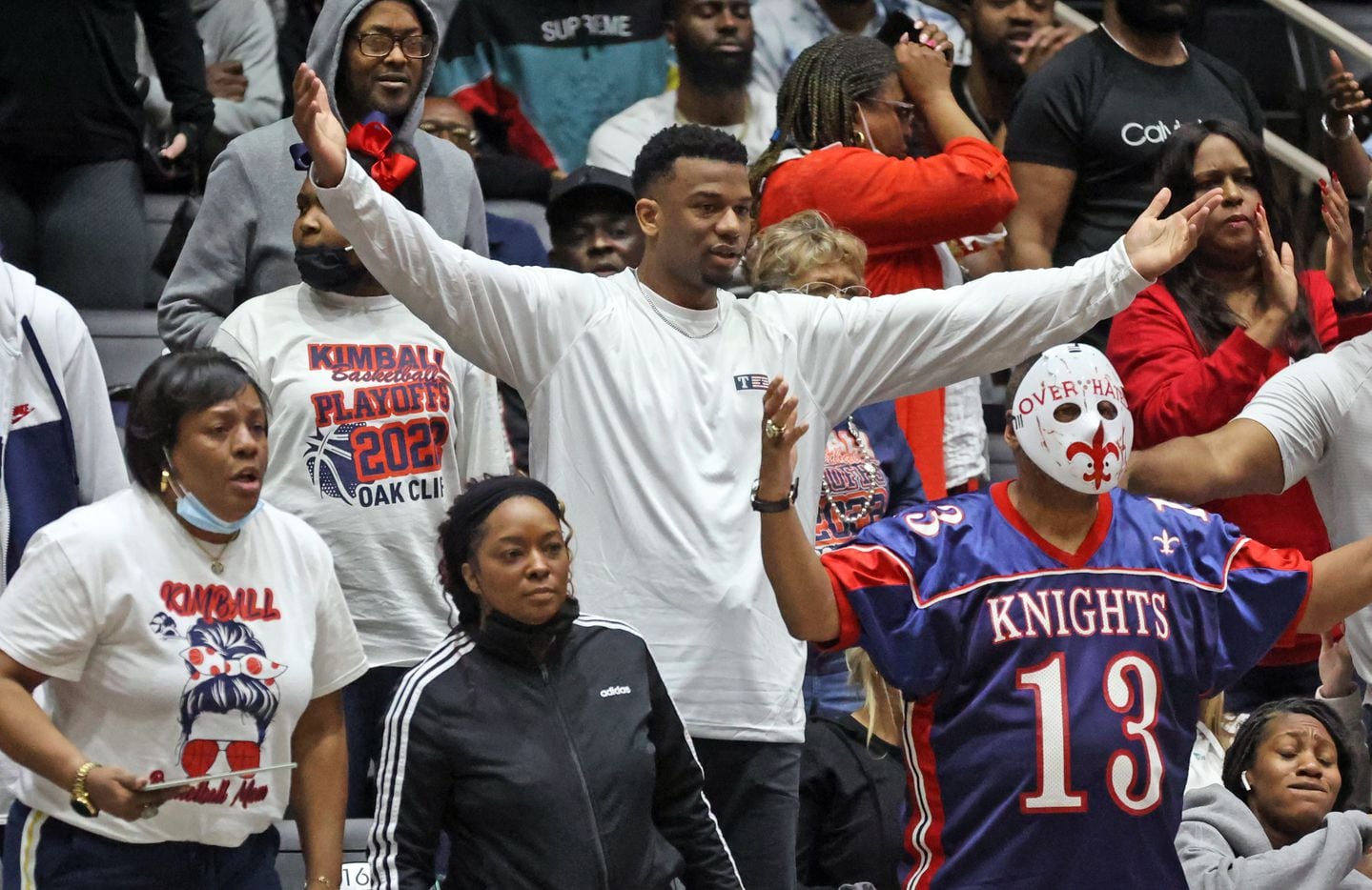 Kimball fans appeal a call during the Class 5A Region II boys basketball championship game...