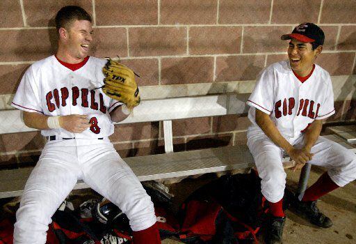 03/30/04 - Coppell High School baseball players Corey Kluber (8), left, and Ivan Primera (4)...