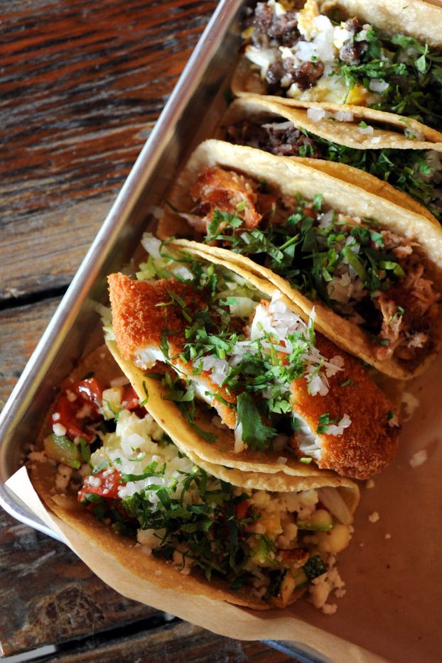 Tacos are served on house made tortillas at La Ventana in Addison, TX on May 7, 2015....