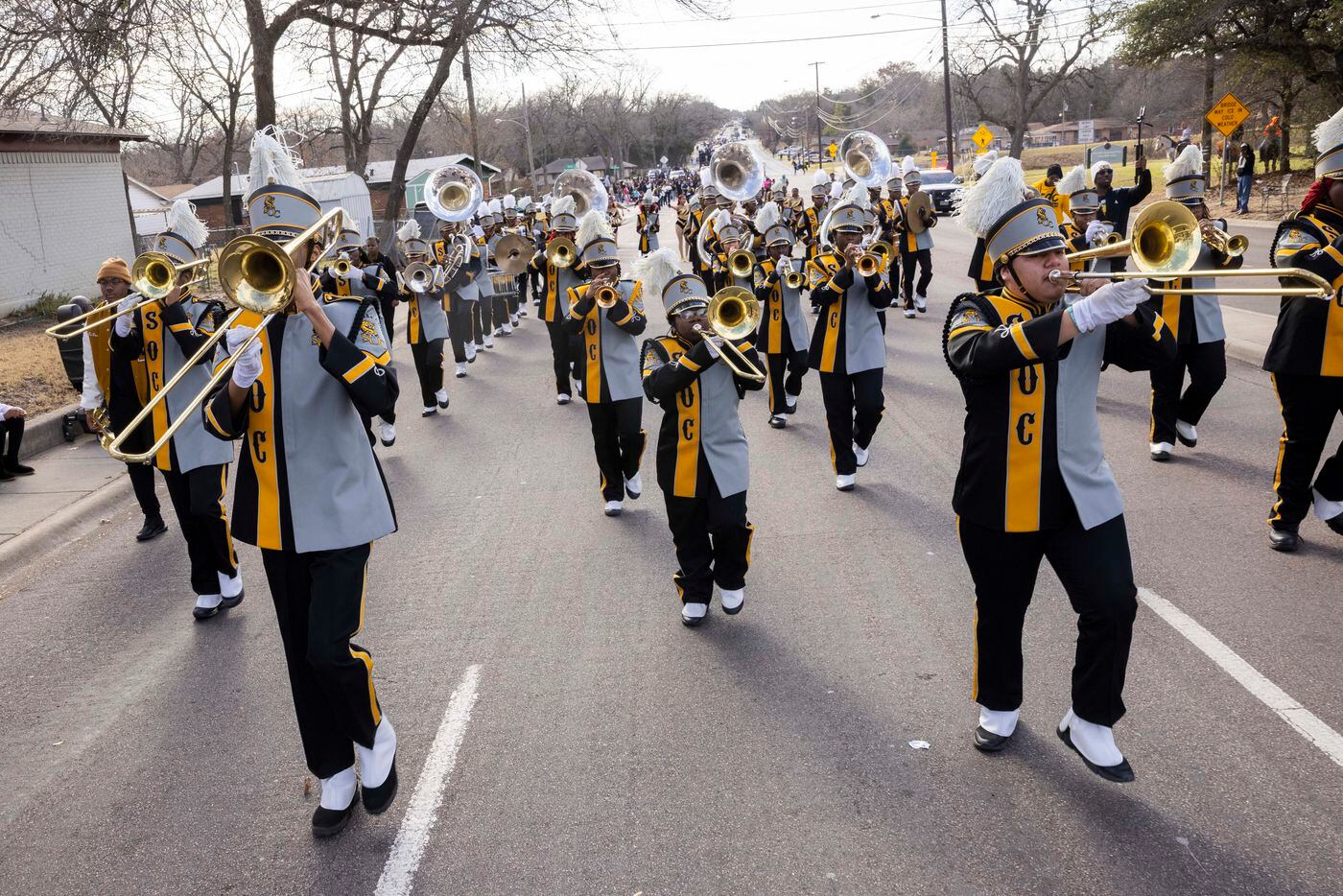 South Oak Cliff High School "Nu Soul South" Orchestra during the parade in honor of...