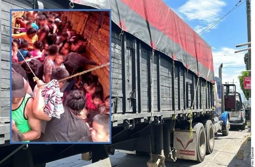 Decenas de migrantes sobreviven luego de ser abandonados en en el remolque de un camión en...