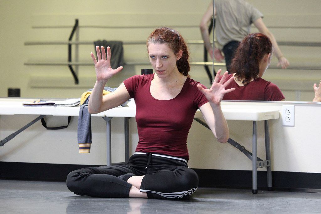 Guest choreographer Gabrielle Lamb works with company members of Dark Circles Contemporary...
