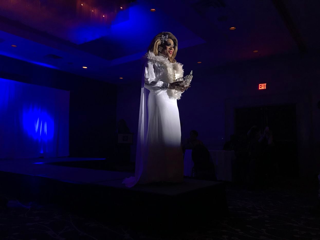A contestant vying for the title of Miss Black Trans International 2018 appears onstage at...
