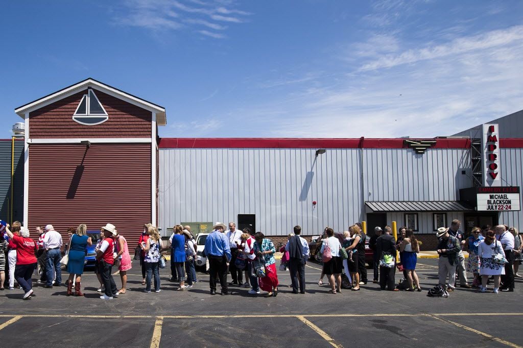 Supporters wait in line for the doors to open for a Ted Cruz "thank you" event on the third...