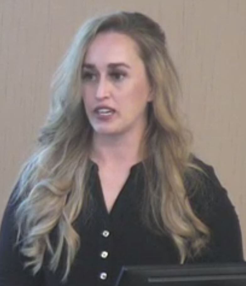 Richardson police officer Kayla Walker accused her department of running an illegal ticket quota system in April 2021. She did this at a City Council meeting. The city denies this, but evidence offered to The Watchdog shows otherwise. (Screen shot of council meeting.)