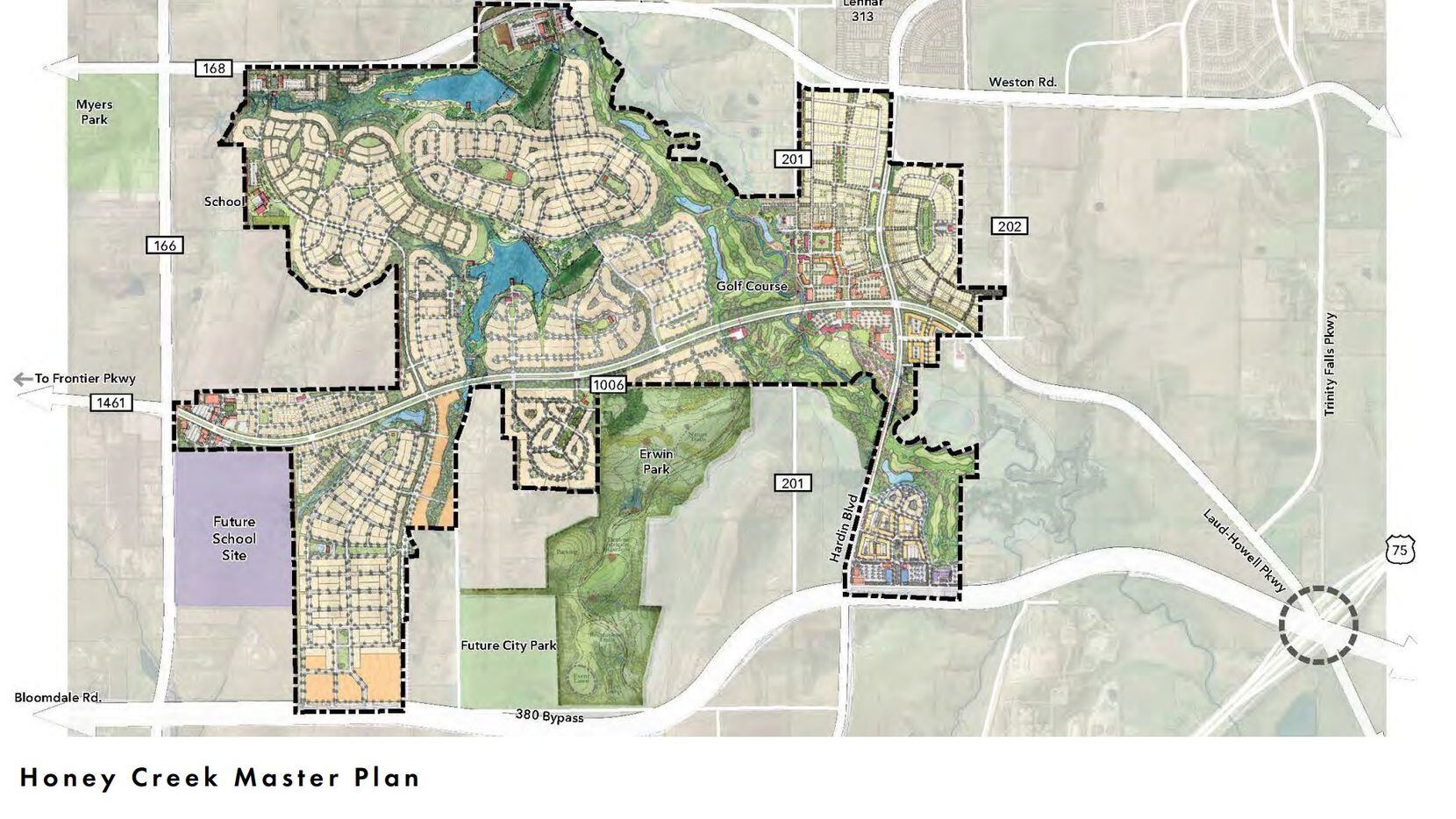 A conceptual plan for the Honey Creek development in northern McKinney was submitted to the...
