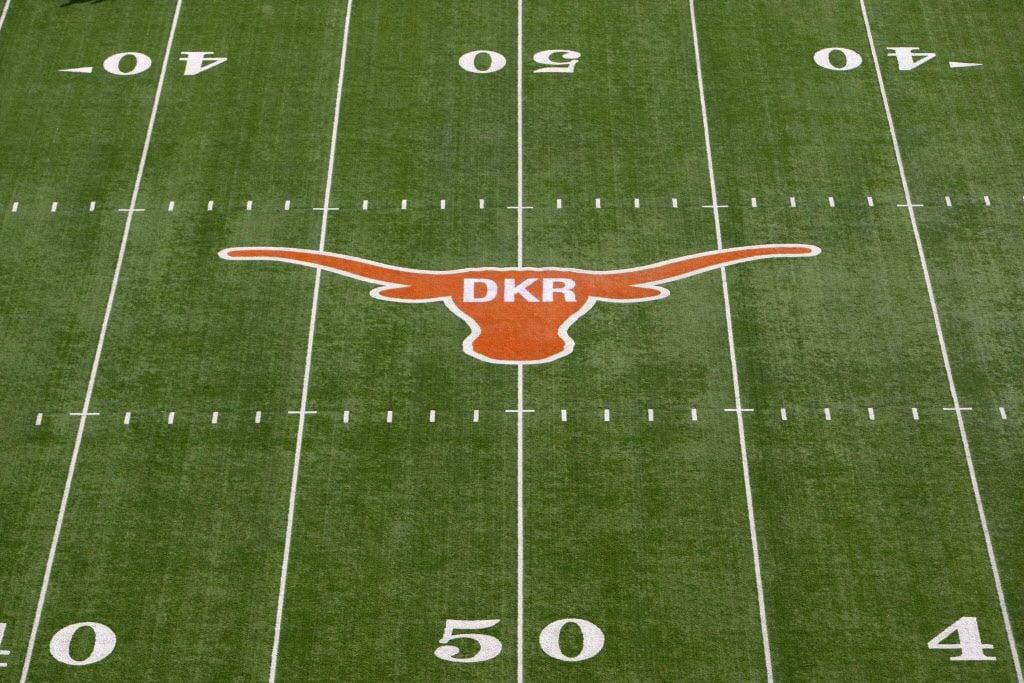 Nov 10, 2012; Austin, TX, USA; A general view of the Texas Longhorns logo on the field in...