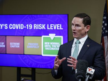 Dallas County Judge Clay Jenkins spoke during a news conference Friday updating Dallas...