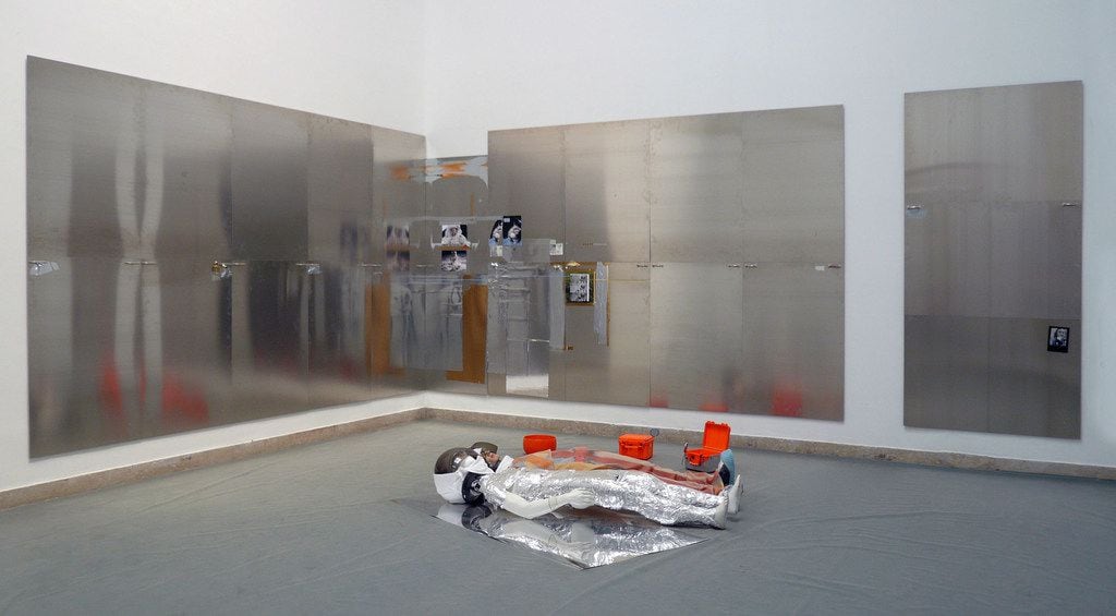"OIL XV / OIL XVI" is a 2007
installation
wall piece, consisting of aluminum, metal foil,...