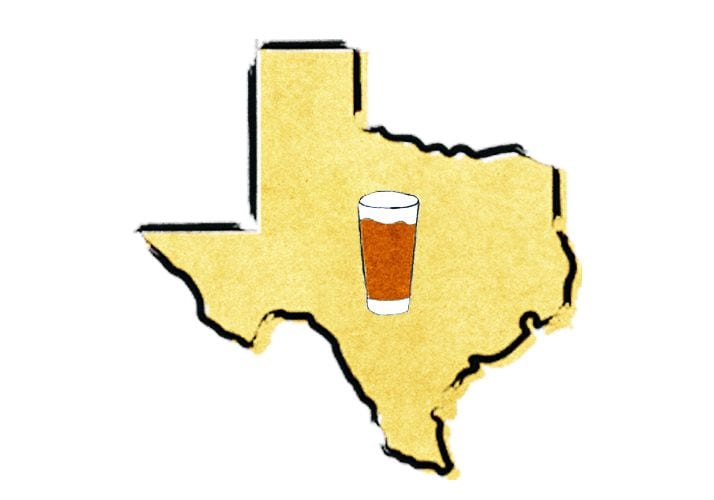 Texas Map Pint Glass Set of 2