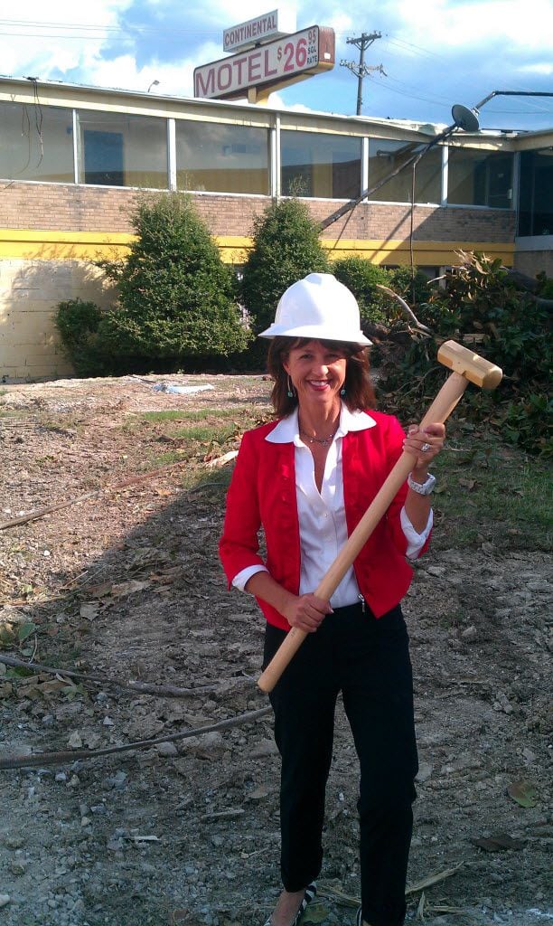 Former Richardson Mayor Laura Jordan at the demolition of a hotel while she was still in office. 