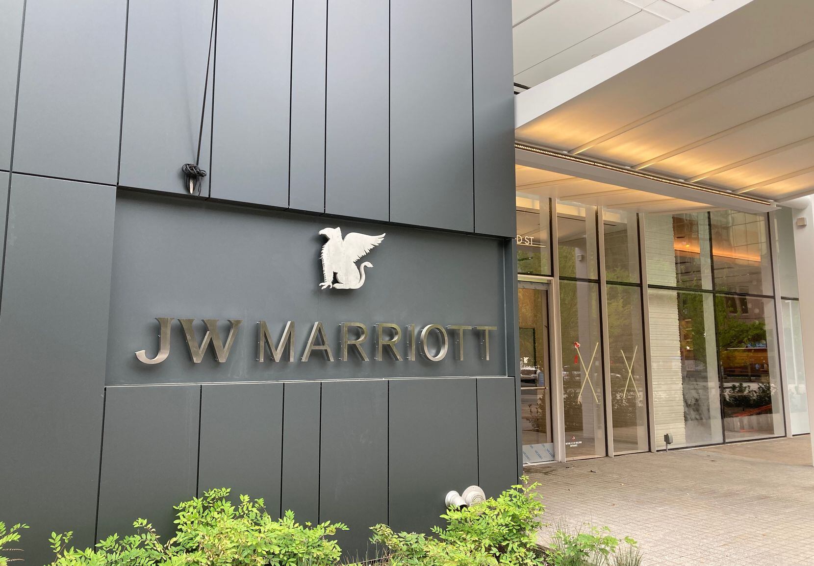 The entry to downtown Dallas' new JW Marriott Hotel which opens in June.