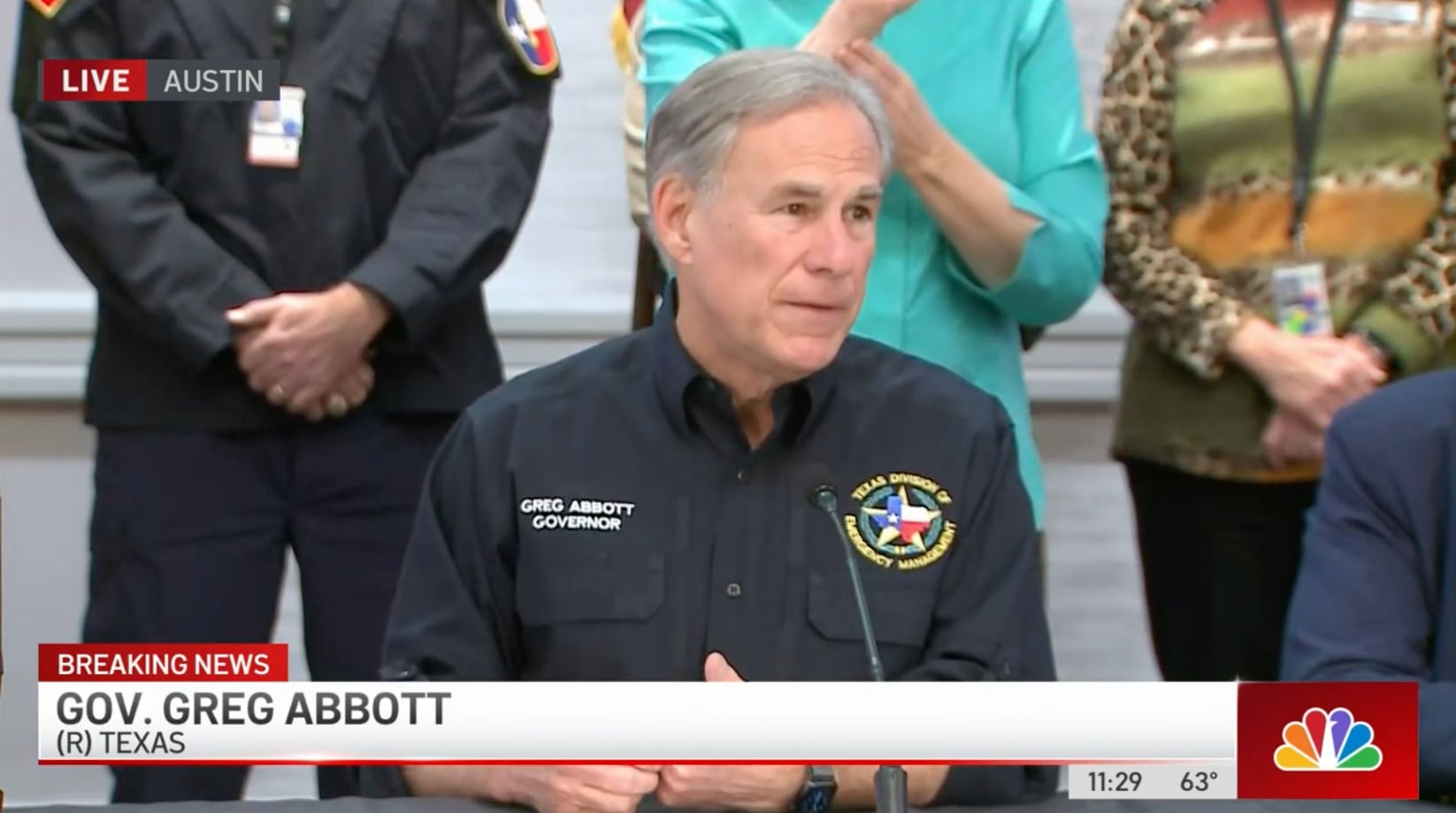Texas Gov. Greg Abbott speaks at a press conference Tuesday, Feb. 1, 2022, to discuss the...