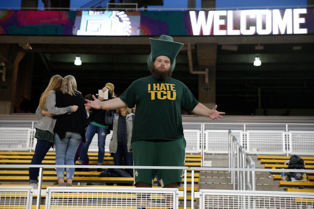 A disturbed Baylor Bears fan after the game against TCU Horned Frogs at McLane Stadium in...