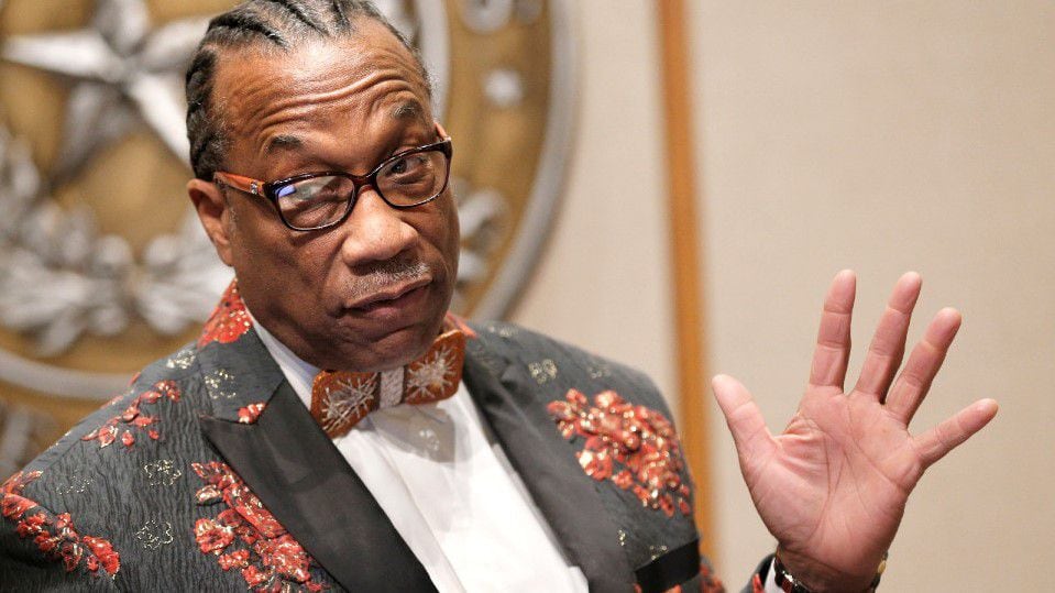 County Commissioner John Wiley Price at a commissioners court meeting in Dallas on Dec. 20,...