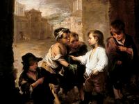 Bartolomé Esteban Murillo's "St. Thomas of Villanueva Dividing His Clothes Among Beggar...
