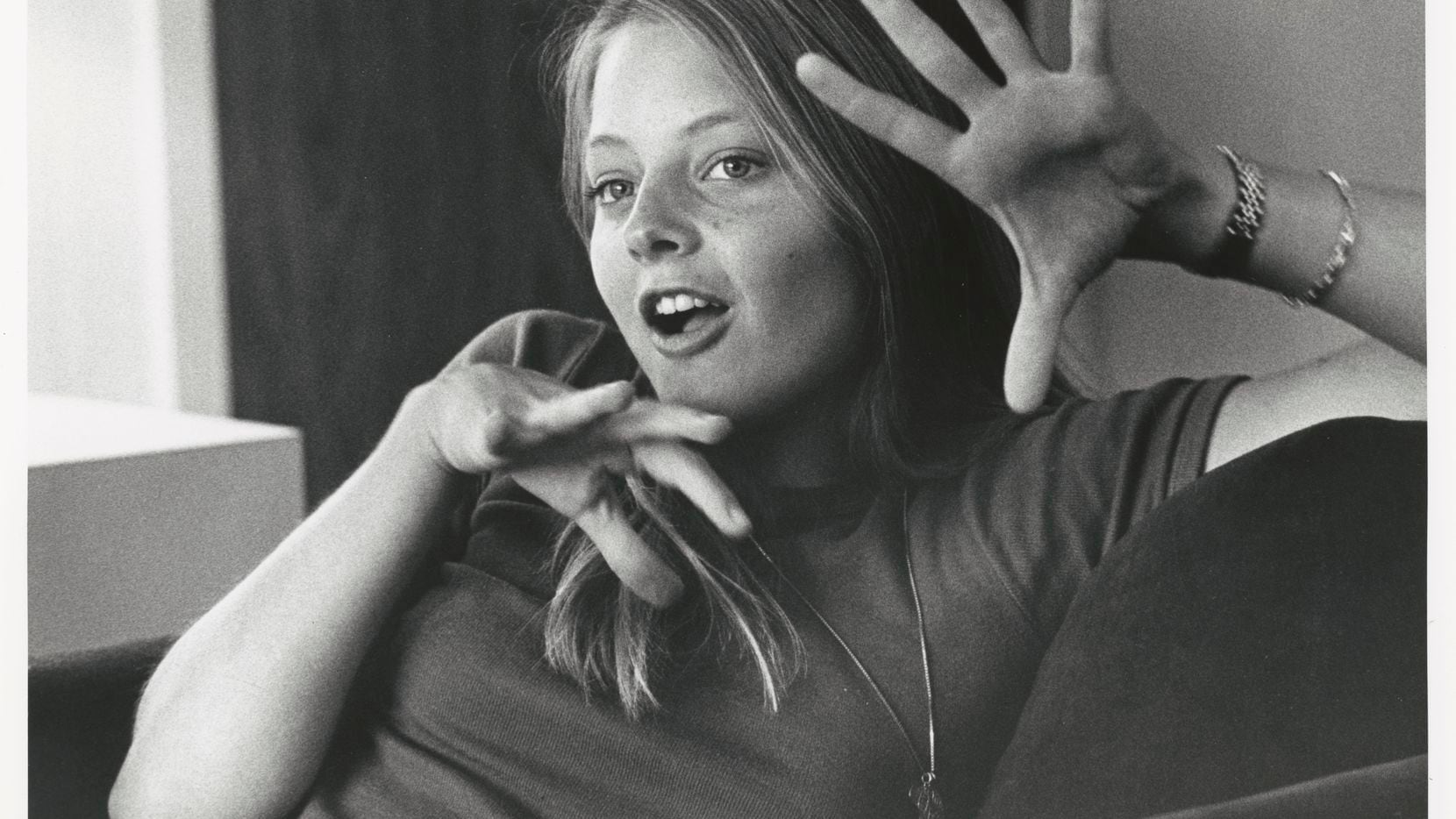 Jodie Foster, actress, director, and producer, in 1980. The photo is included in the exhibit, "Andy Hanson: Picturing Dallas, 1960-2008, on display at the in the Fondren Library at SMU, through Jan. 29, 2020.