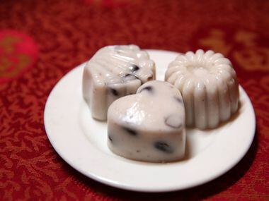 Red bean jellies, a dessert item at Kirin Court. These should be flavorful and soft.