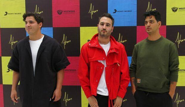 Los integrantes de la banda pop mexicana Reik, de izquierda a derecha, Julio Ramírez, Jesús...